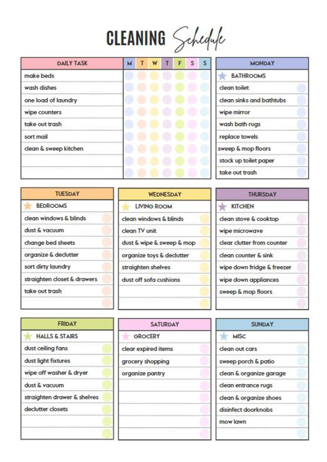 ADHD Cleaning Planner | 50 Pages Printable and Editable in Canva CYDesignStudio