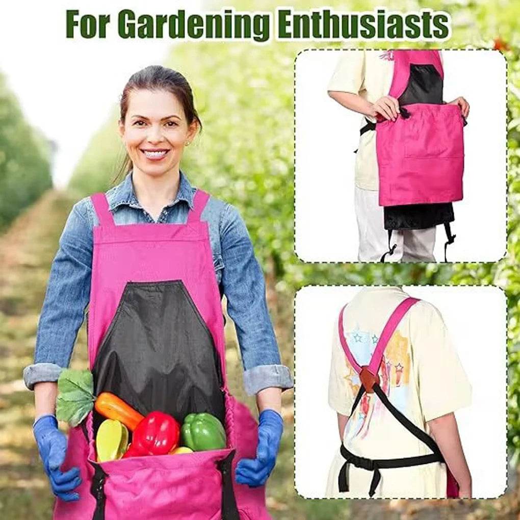 Cross Back Apron with Deep Kangaroo Pockets
