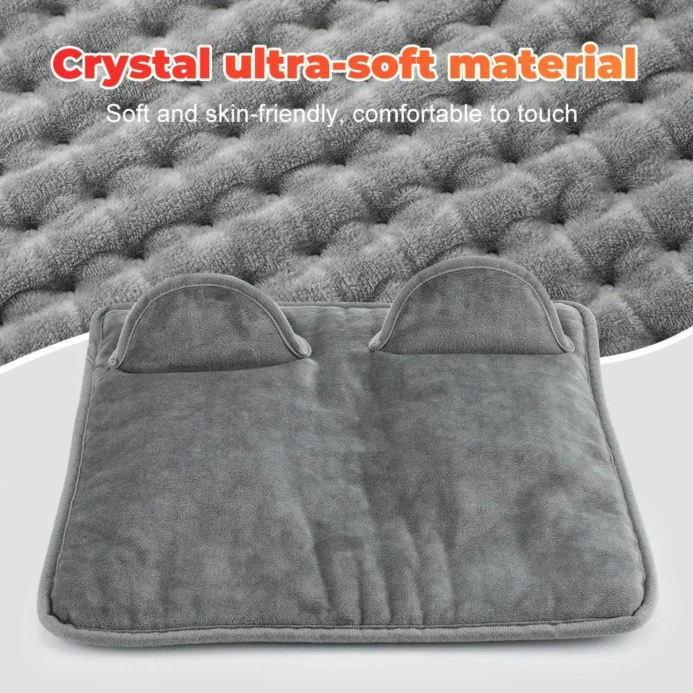 Grey ultra-soft plush heated foot warmer with two toe openings