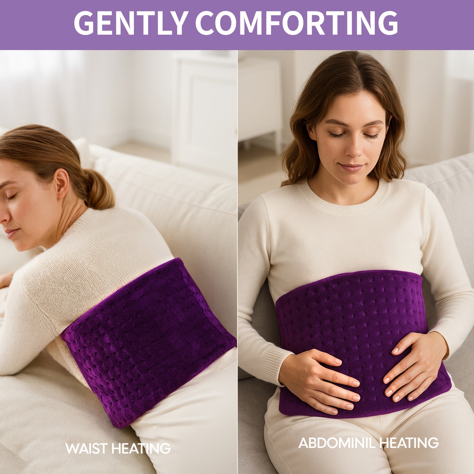 Electric heating pad for waist and abdomen, plush purple heating cover
