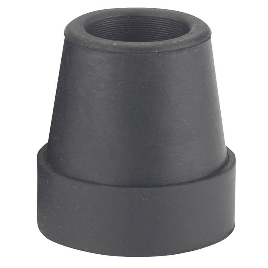 Black rubber quad cane tip base with threaded opening