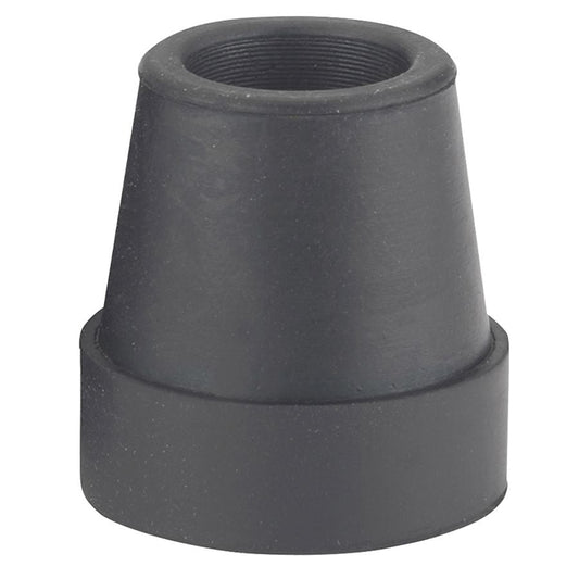 Black rubber quad cane tip base with threaded opening