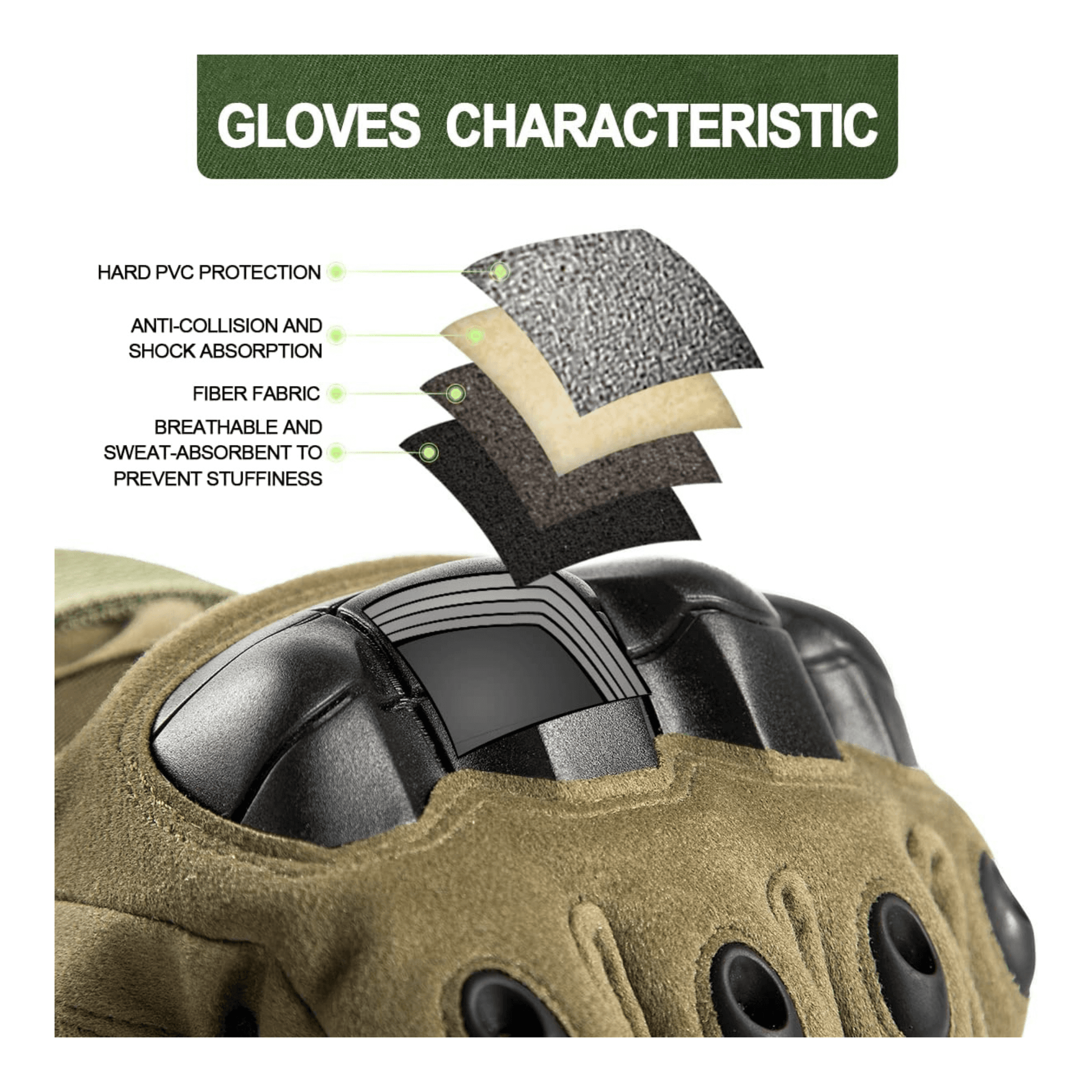 Tactical glove knuckle armor detail with reinforced finger panels