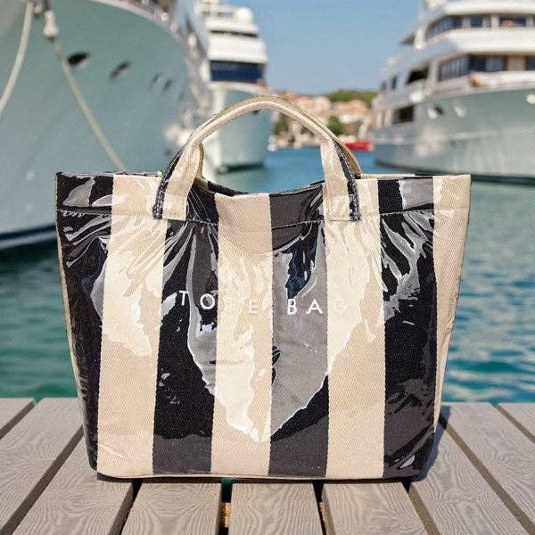 The Bag Waterproof Tote in Black & White Shop Fête