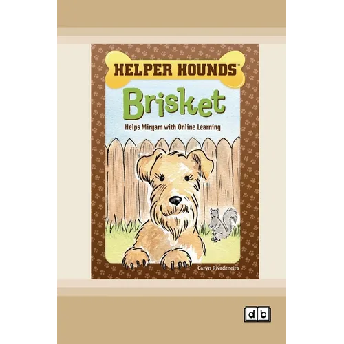 Paperback book cover with cartoon dog, 'Helper Hounds' and 'Brisket'