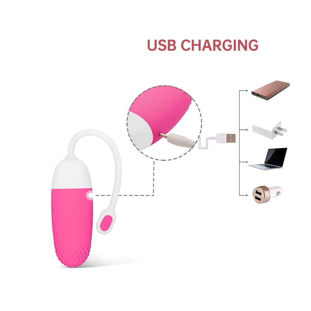 White-and-pink silicone massager with USB charging cable and plug