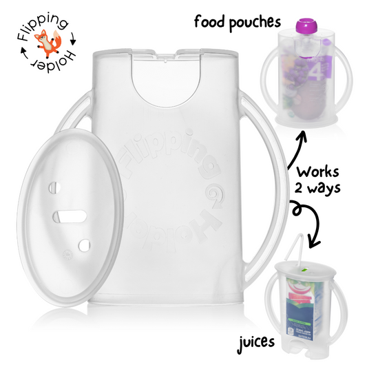 3-pack flipping holder with white pouch cups and large handle rings