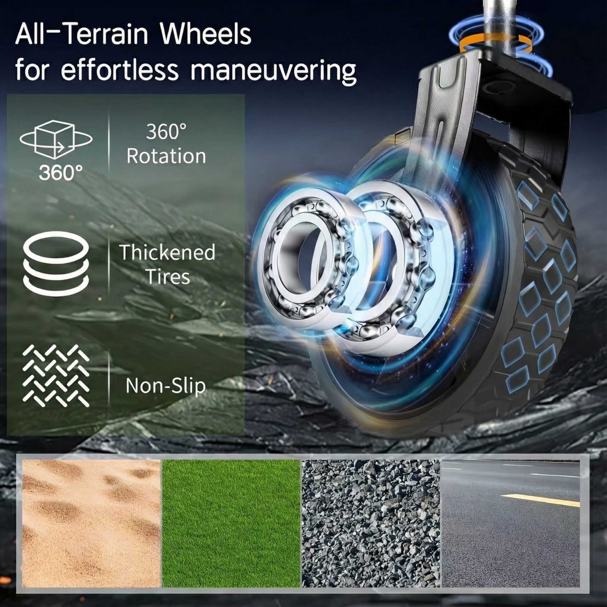 All-terrain wagon cart wheels with thick tread and non-slip design