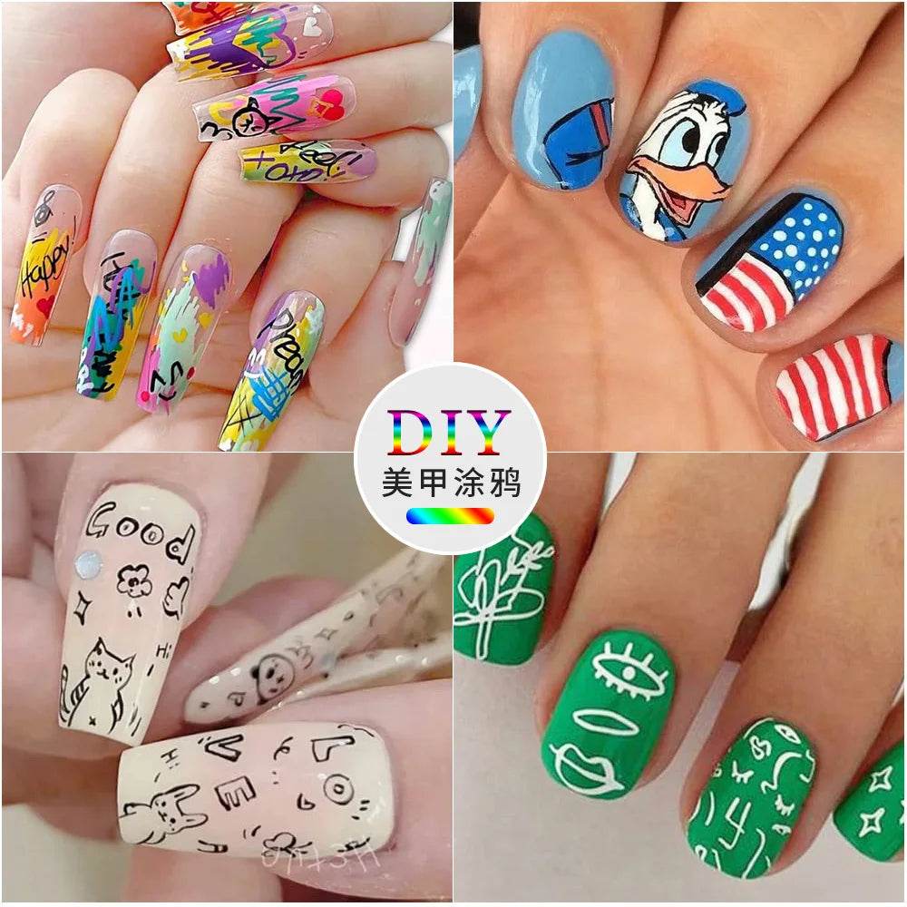 12-Color Nail Art Pens – Creative DIY Nail Design (nail art pens)