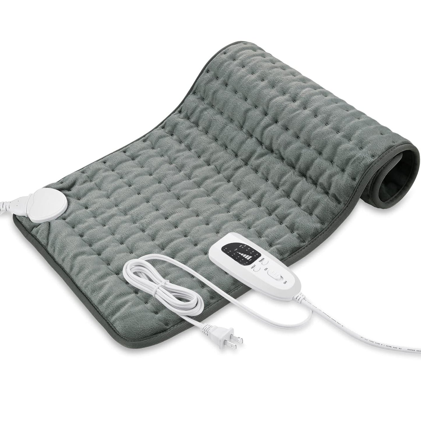 Single-person electric heating blanket pad, dark green with controller and plug cable