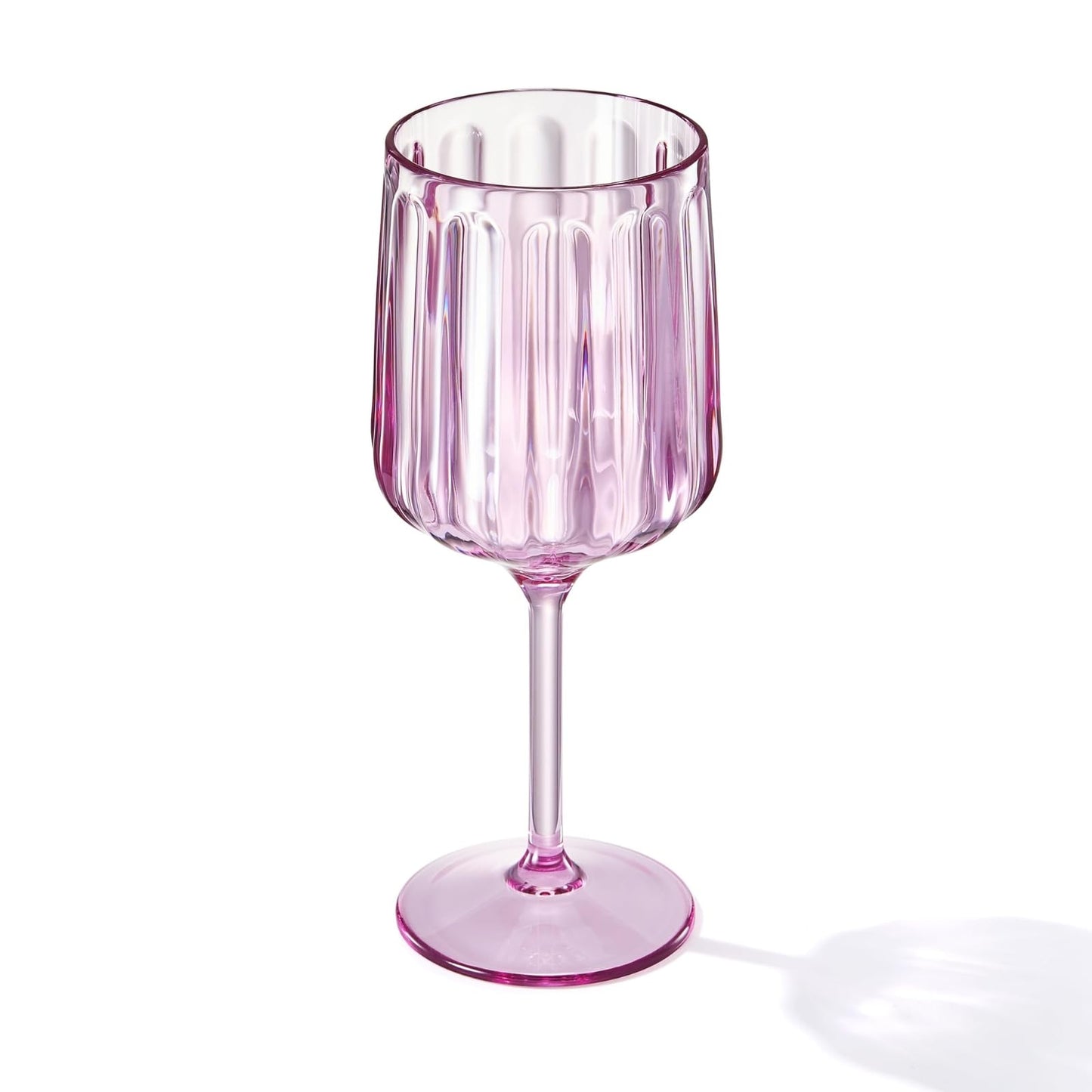 Single lilac stemmed acrylic goblet with ribbed sides and round foot