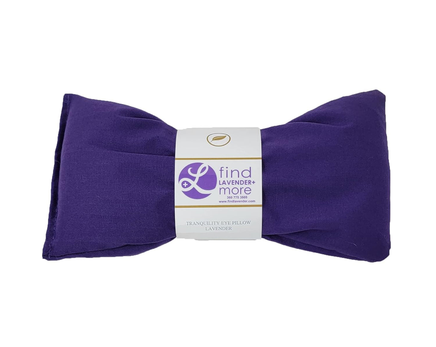 Lavender hot/cold therapy eye pillow, purple bow shape with center label