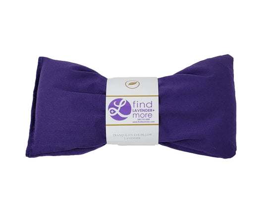 Lavender hot/cold therapy eye pillow, purple bow shape with center label