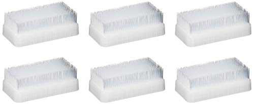 Set of 6 white sensory therapy brushes with bristles on the short rectangular heads