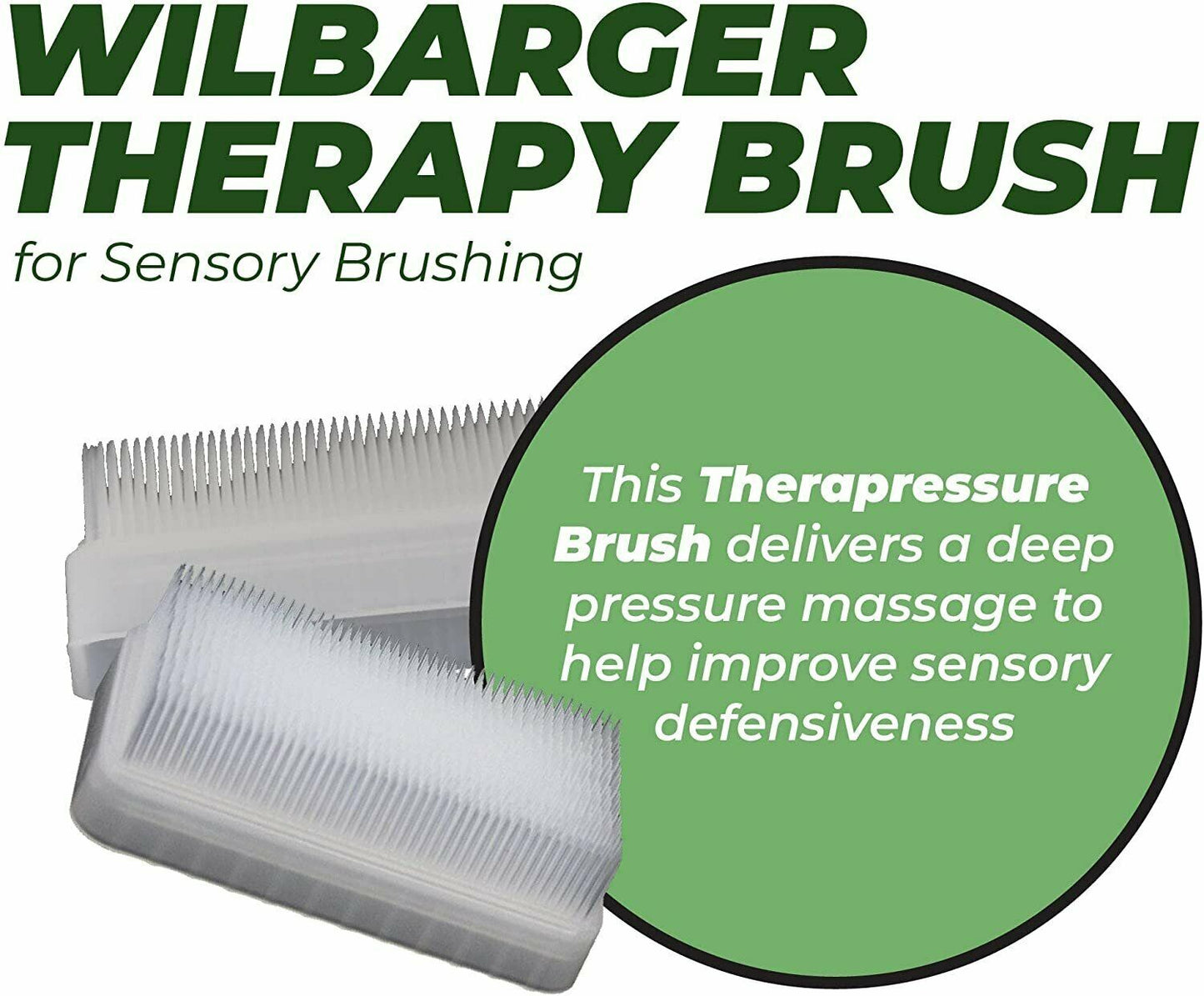 Stack of white therapy brushes with bristle tips visible from the front