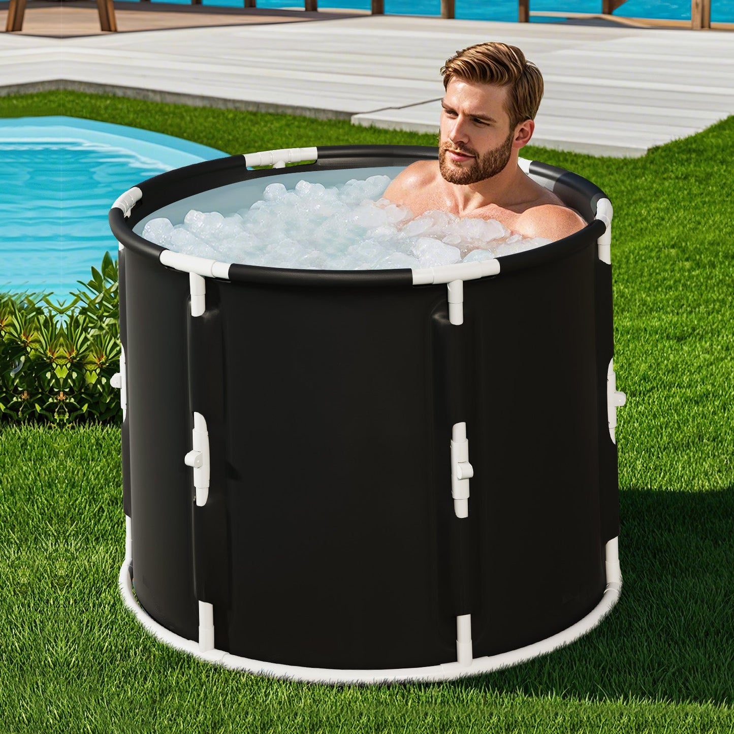 66 Gal Foldable Ice Bath Tub with Lid for Adult LJGDeals