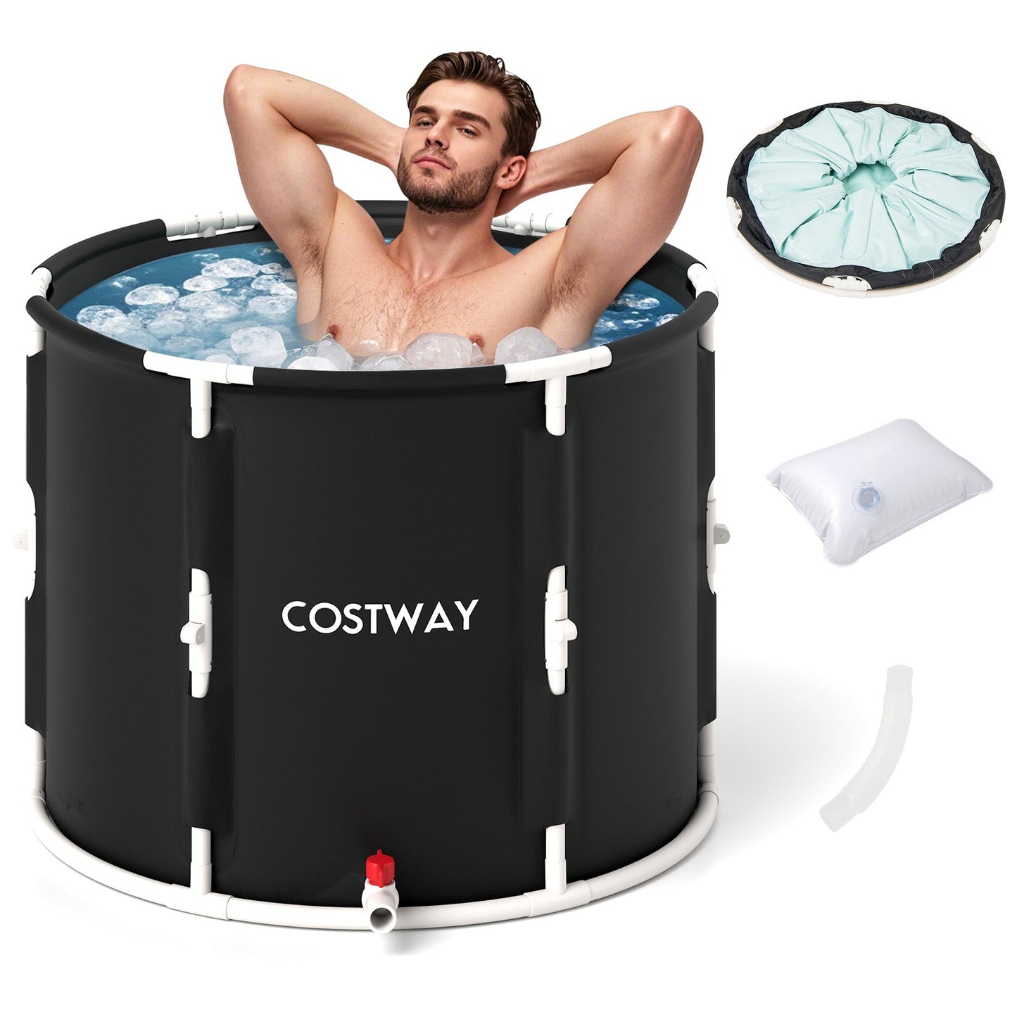 66 Gal Foldable Ice Bath Tub with Lid for Adult LJGDeals