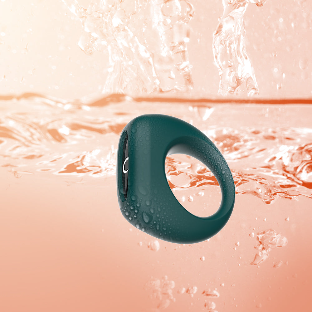 Magic Dante II smart ring, dark teal silicone band with water droplets