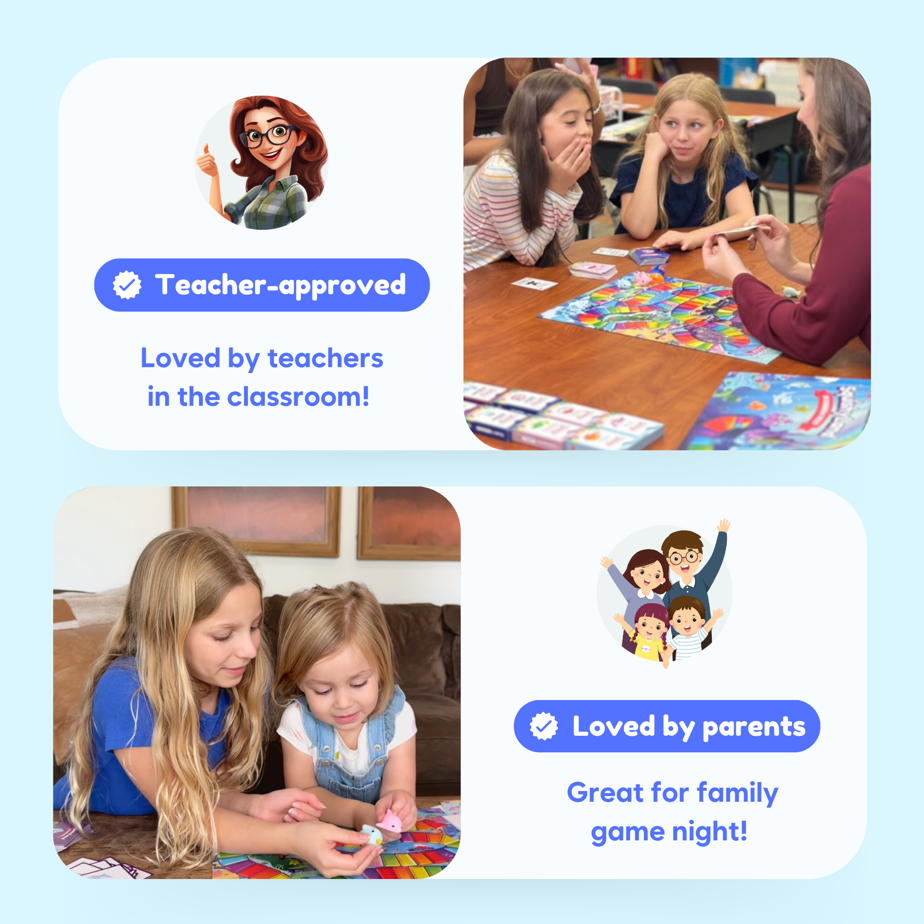 Children playing the Squishyland board game together at a table
