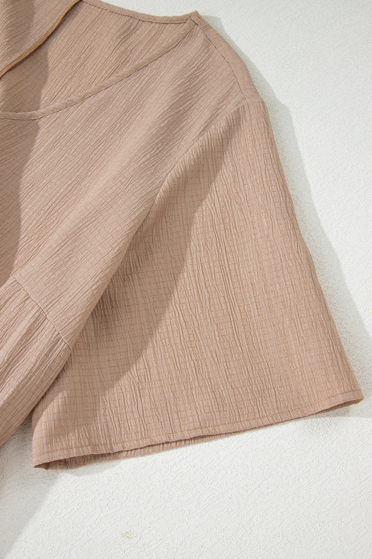 PLUS dark khaki short-sleeve dress, flared skirt with tiered ruffle hem