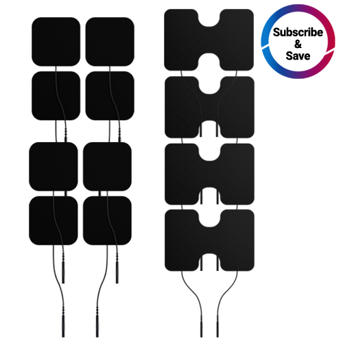 Reusable black electrode pad kit with multiple small and large sticky pads and cables