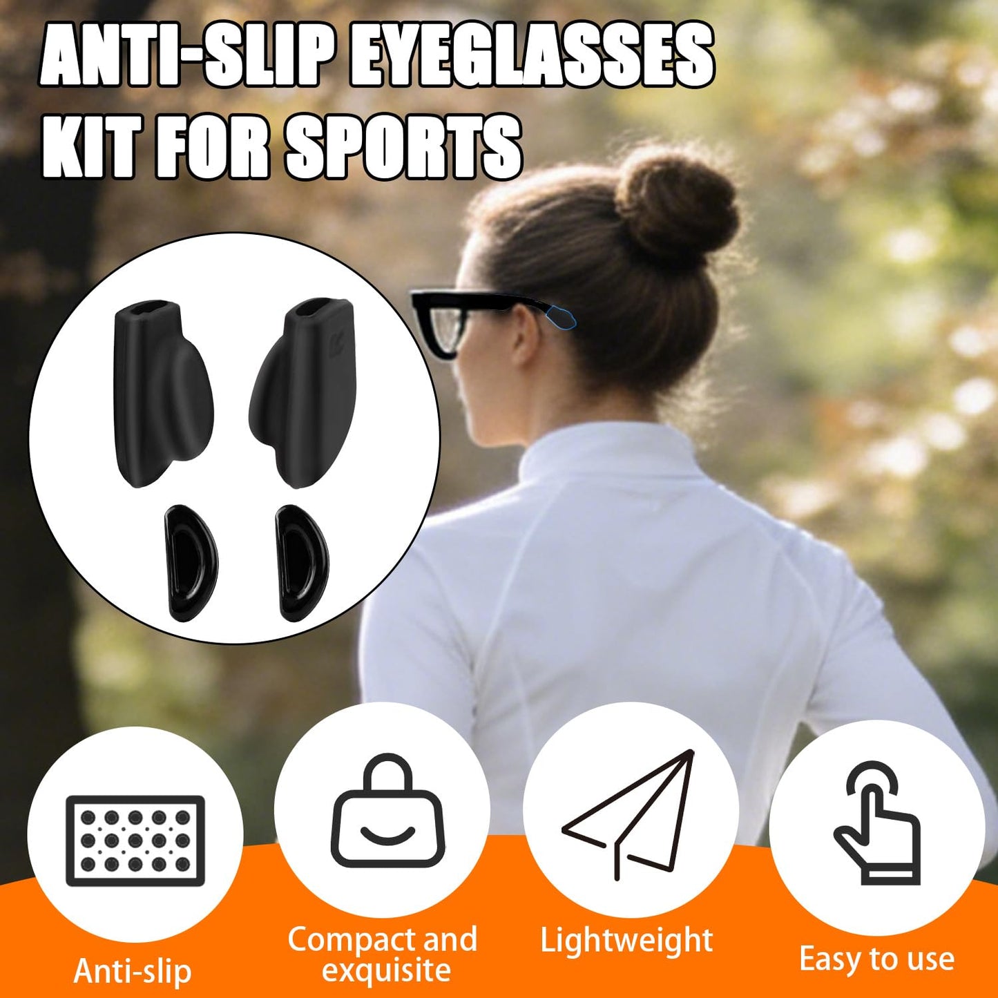 Anti-Slip Eyeglass Nose Pads & Ear Grips Kit, Silicone Replaceme