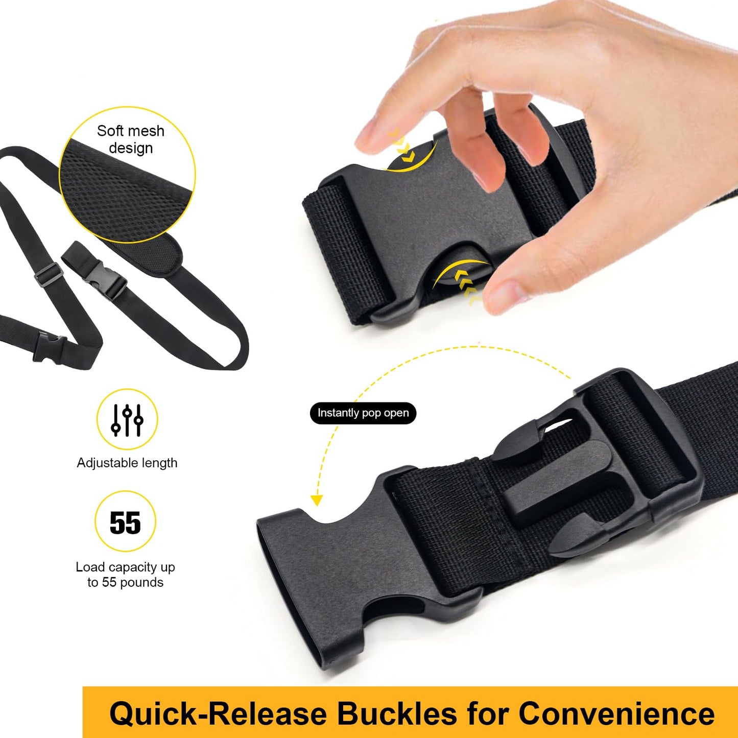 Carry Strap with Quick-Release Plastic Buckles & Anti-Slip Pad for Elect