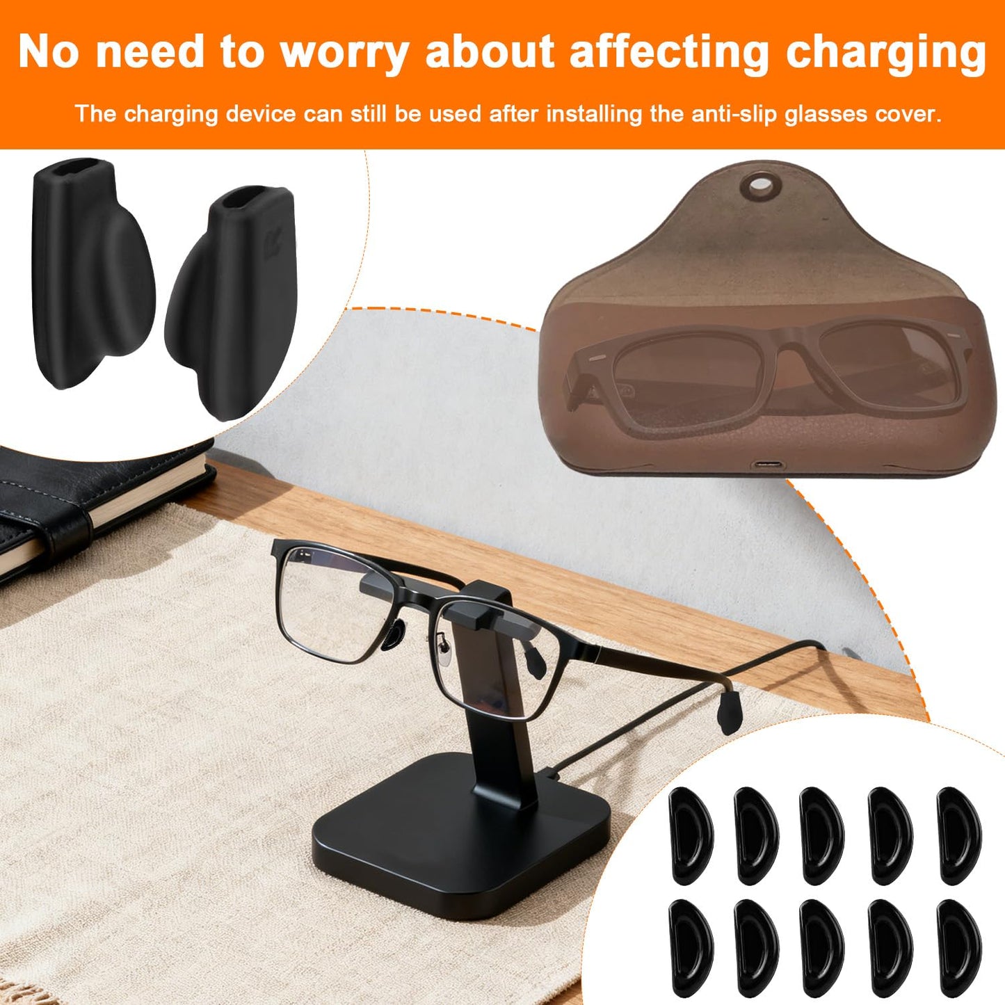 Anti-Slip Eyeglass Nose Pads & Ear Grips Kit, Silicone Replaceme