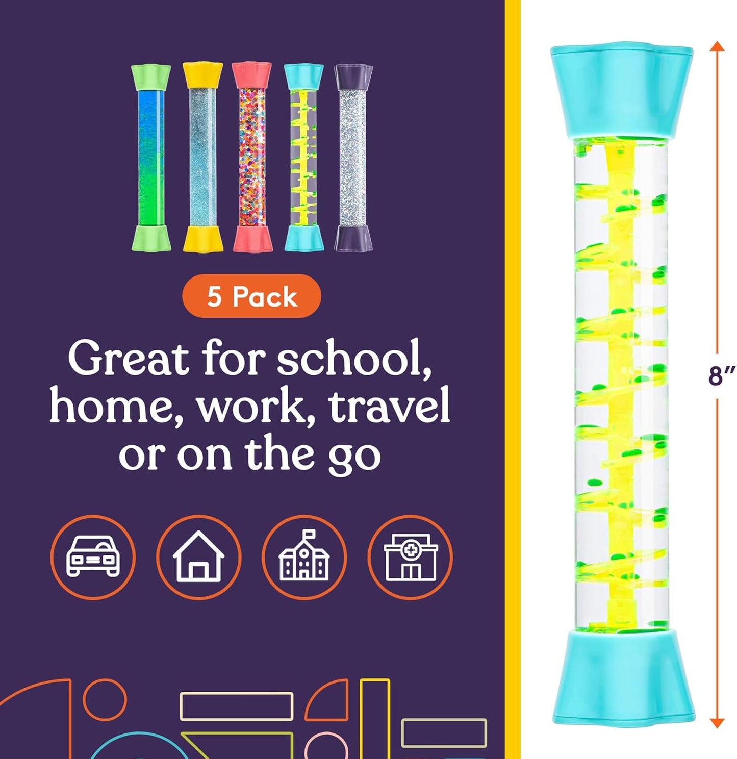 Teal liquid motion tube with bright green particles and blue base