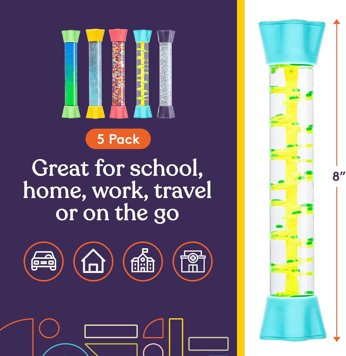 Teal liquid motion tube with bright green particles and blue base