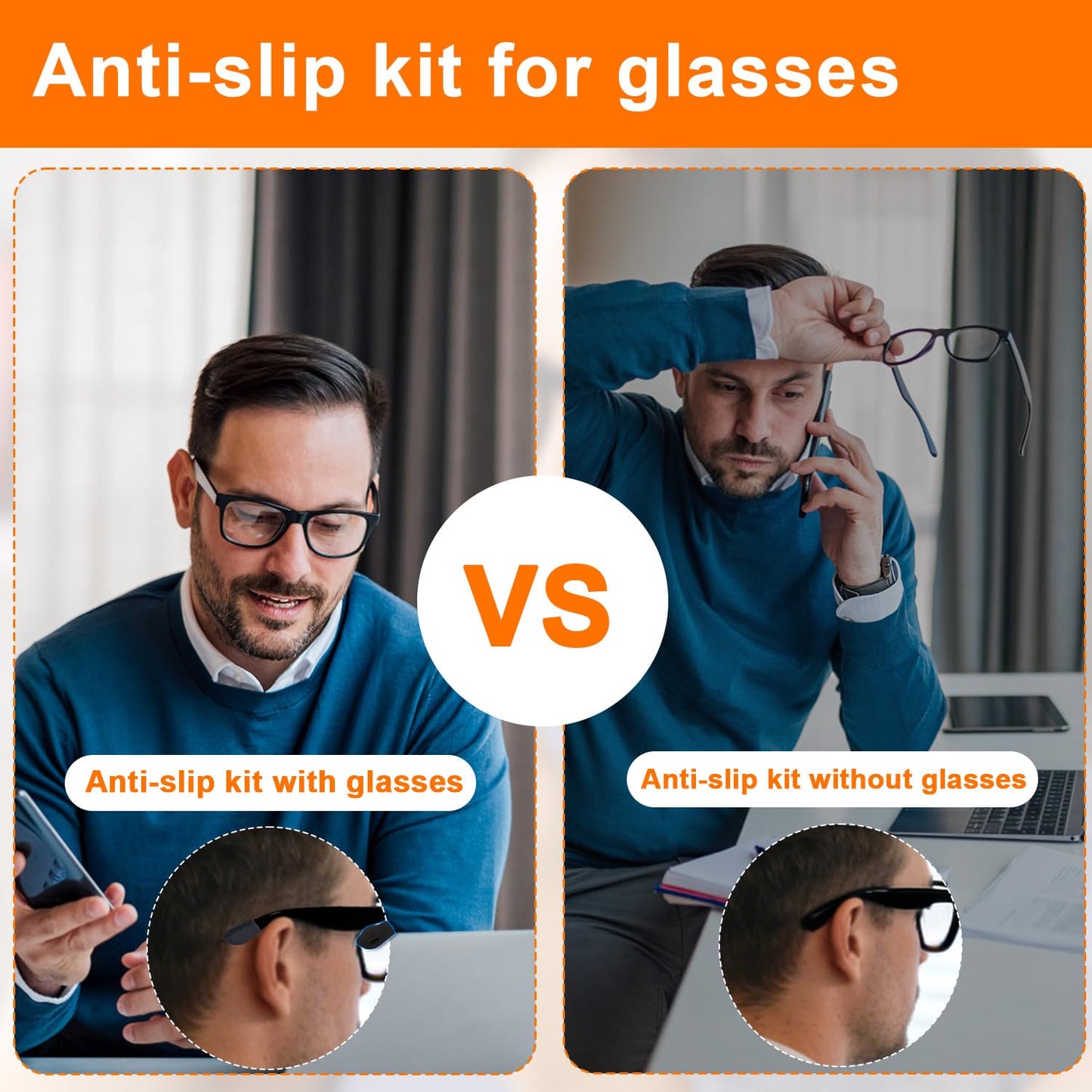 Anti-Slip Eyeglass Nose Pads & Ear Grips Kit, Silicone Replaceme