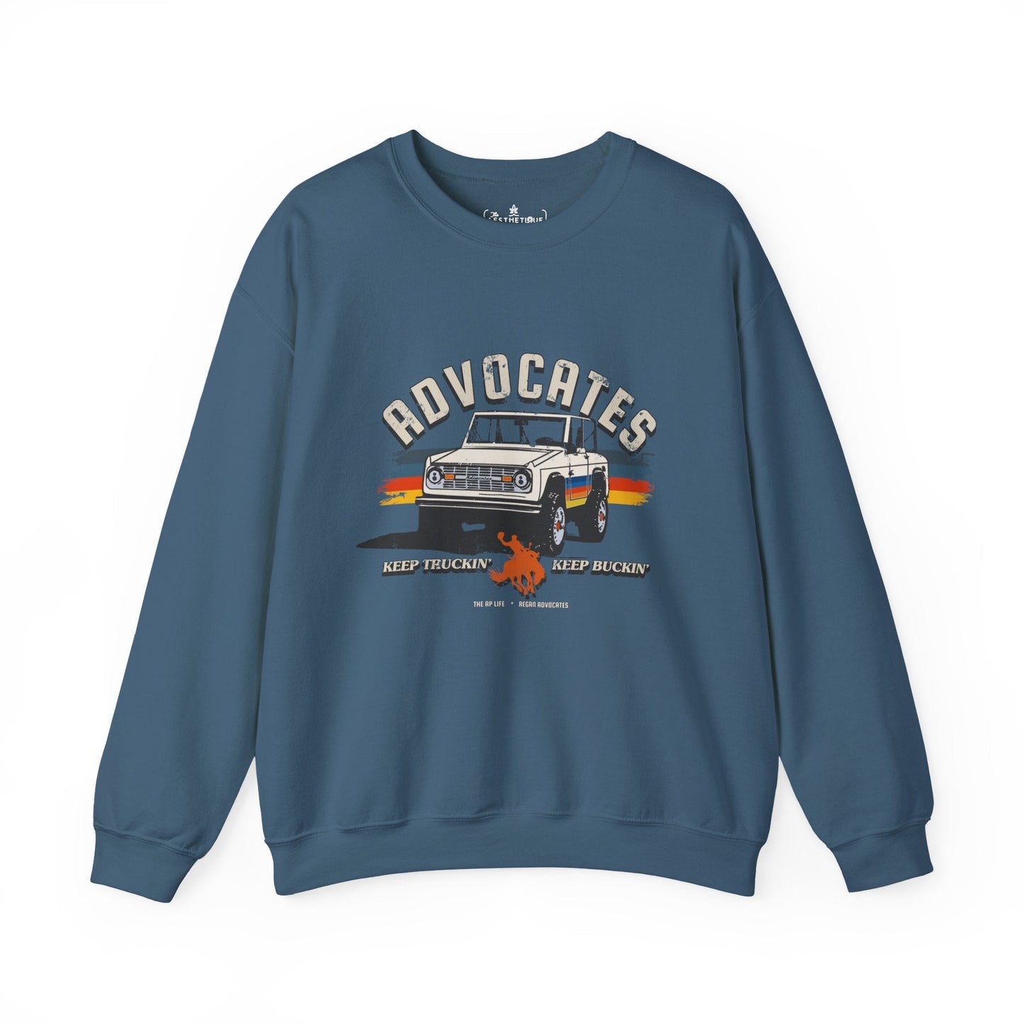 Advocates Keep Truckin', Keep Buckin' - Retro Bronco Truck - Unisex Heavy Blend™ Crewneck Sweatshirt