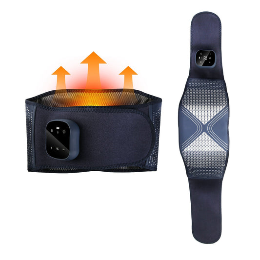 Black lower back heating massage pad with controller module