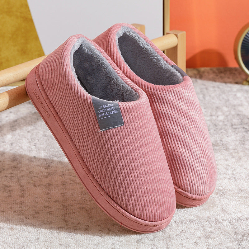 Women’s slip-on slippers, dusty pink with fuzzy gray lining and grippy sole