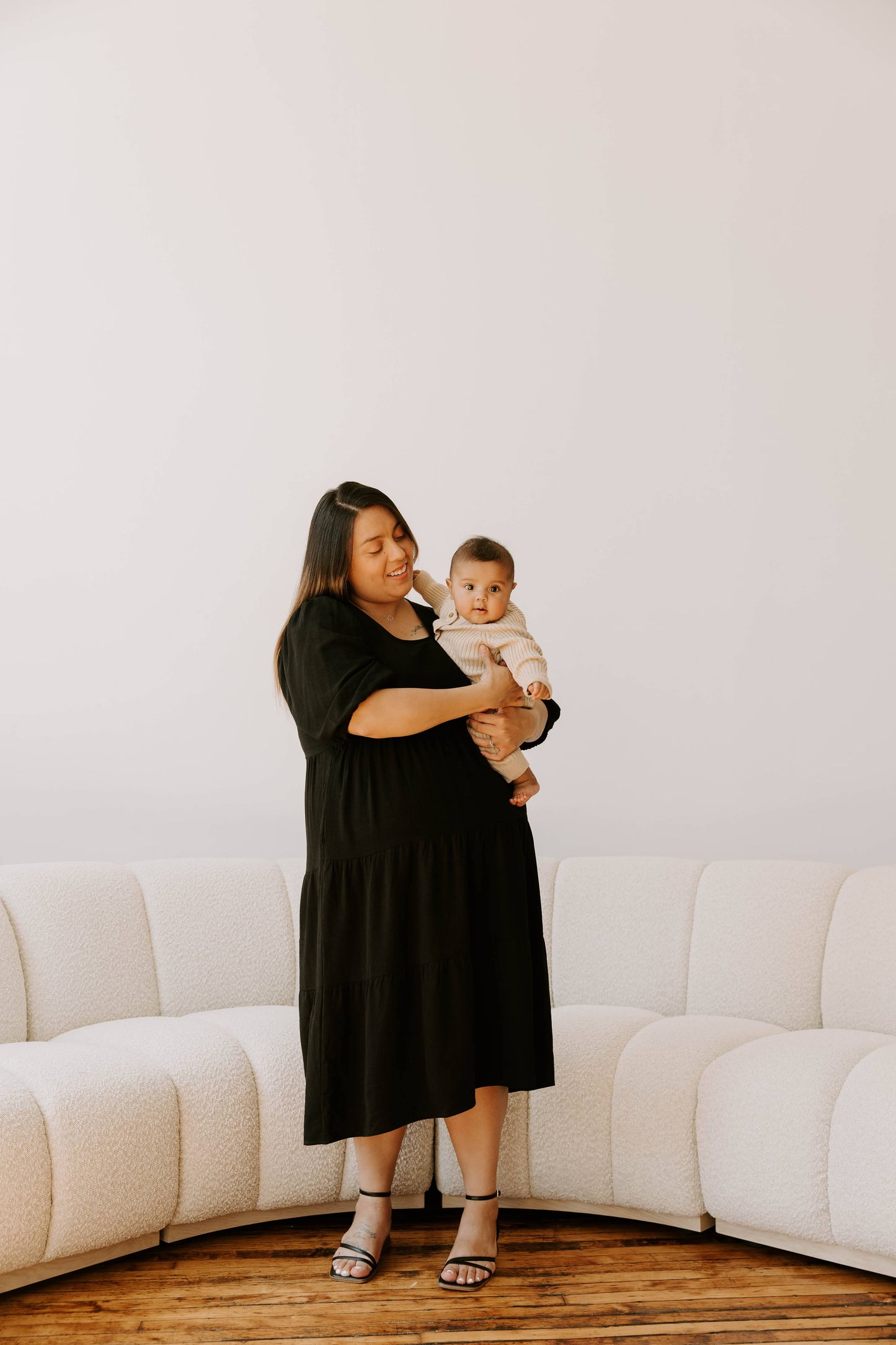 Tiered Breastfeeding Dress - Black
