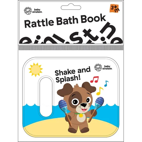 Vinyl-bound bath rattle book with dog character, Shake and Splash cover, 3+