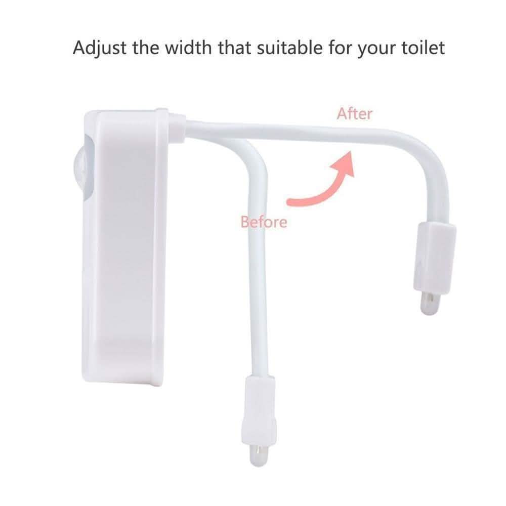 Adjustable mounting rods for a white motion-sensor LED toilet light