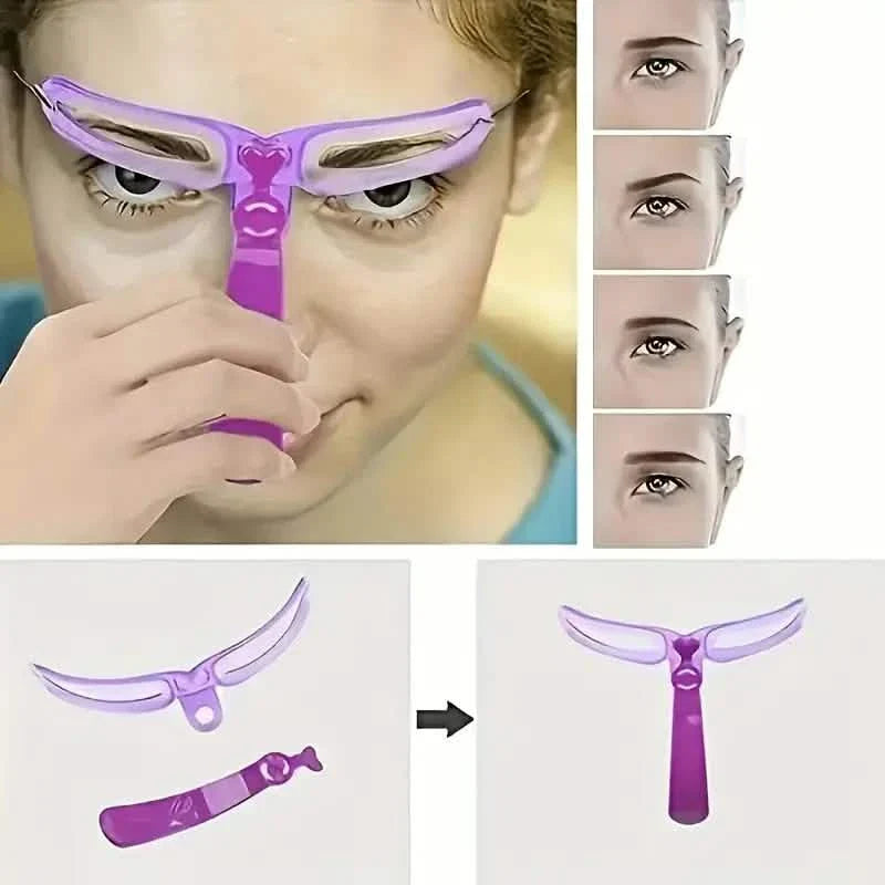 Eyebrow shaping stencil kit, purple brow guide frames with matching applicator tool