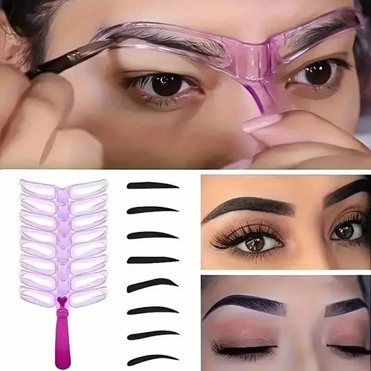 Eyebrow shaping stencil kit, purple curved stencil frames for shaping brows