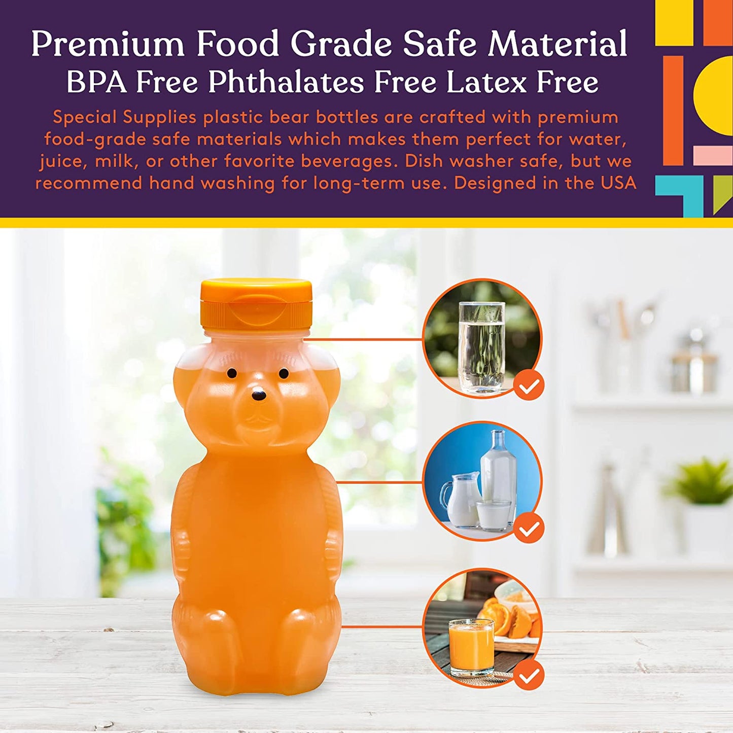 Juice Bear Bottle with Long Straws (8oz)
