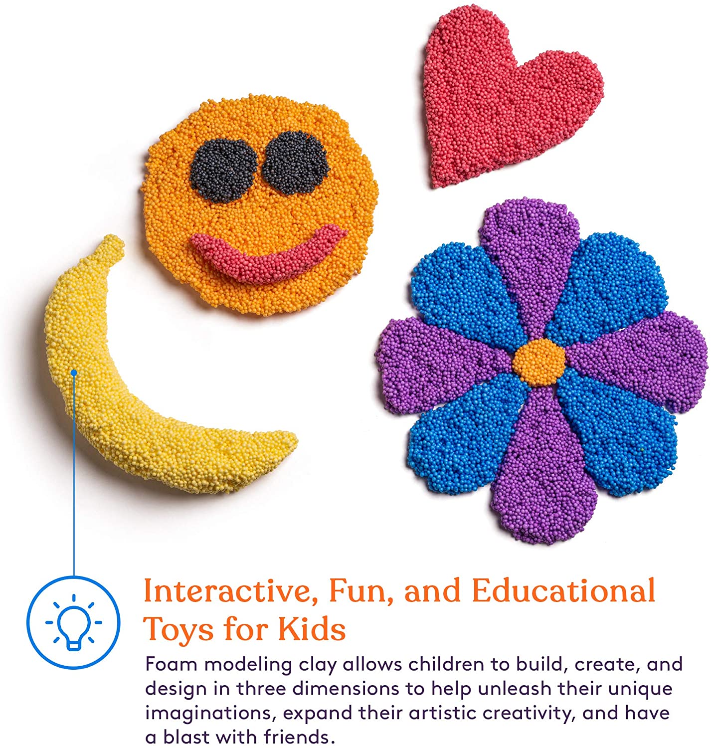 FUN FOAM Modeling Foam Beads Play Kit (10 Blocks) - Reusable Container