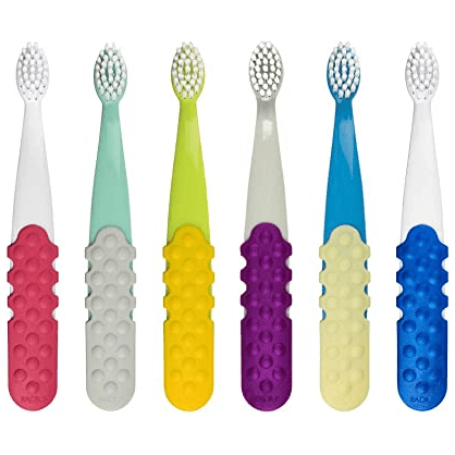 Kids Silky Soft toothbrushes, six handle colors, for 3+ years