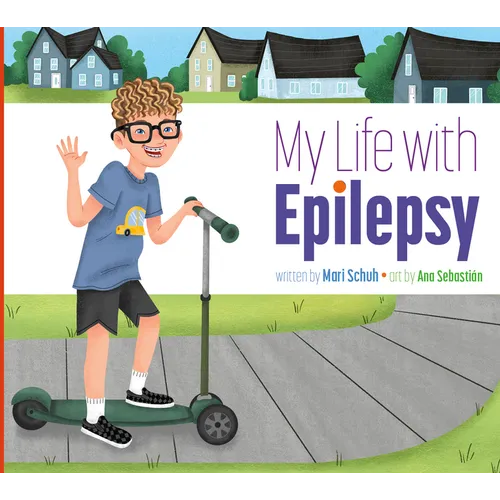 Paperback book with illustrated cover and purple title "My Life with Epilepsy".