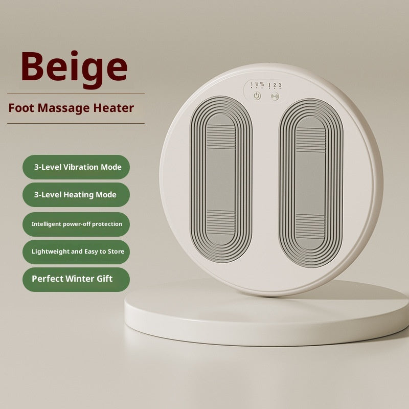 Beige heating foot massage heater pad with dual channels and top control buttons