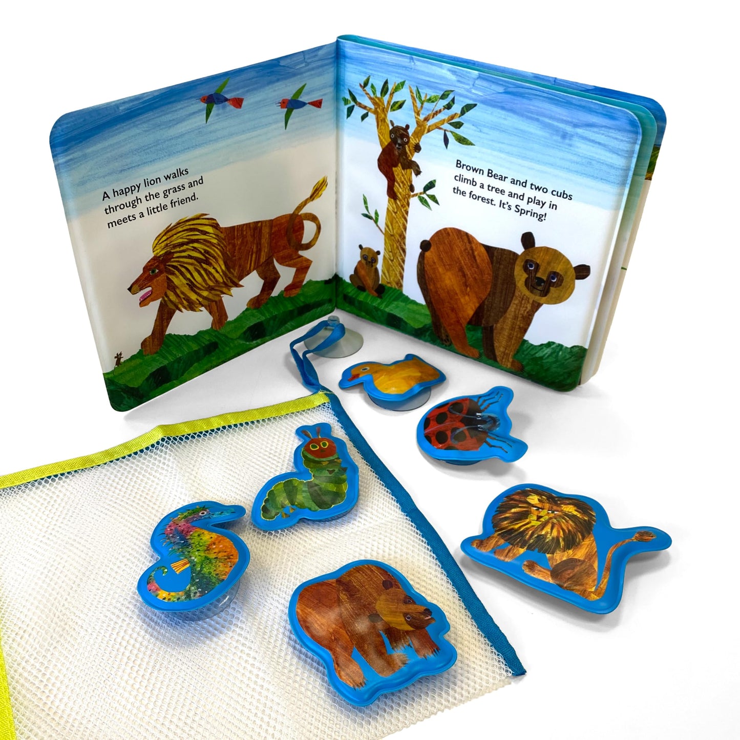 The World of Eric Carle Bath Time Books - Activity Books for kids, Bath book, 6 Padded suction cups, 1 Mesh bag