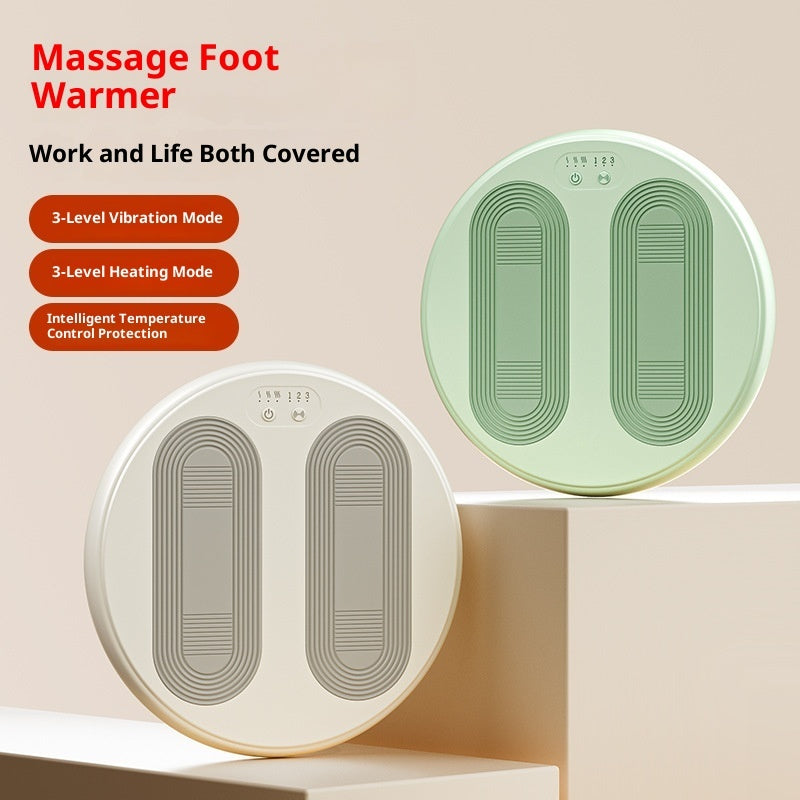 Heating foot massager pad, light green with dual roller channels and control buttons