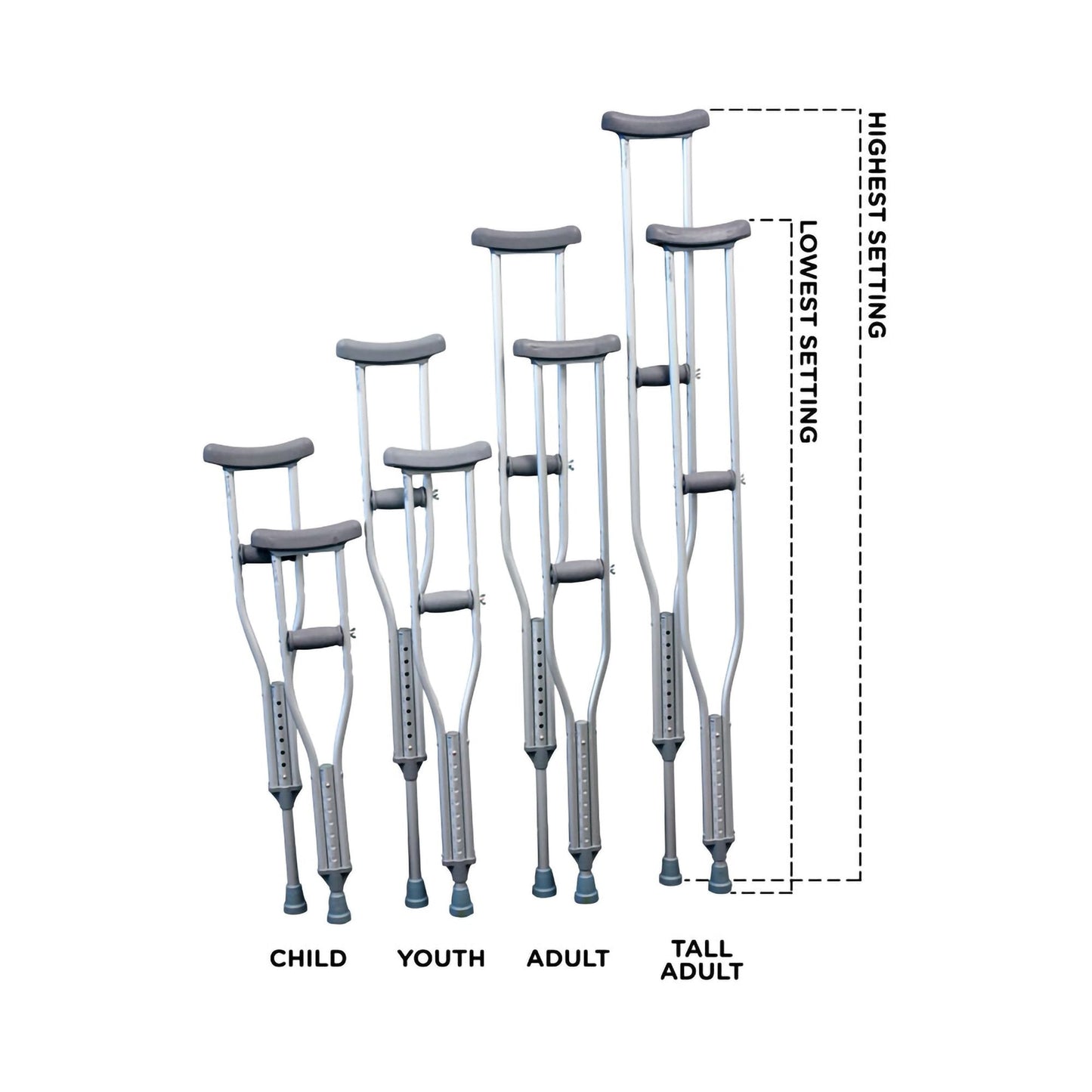 PremierPro™ Push Button Underarm Crutches, 5'10" – 6'6" 7704 Medsitis