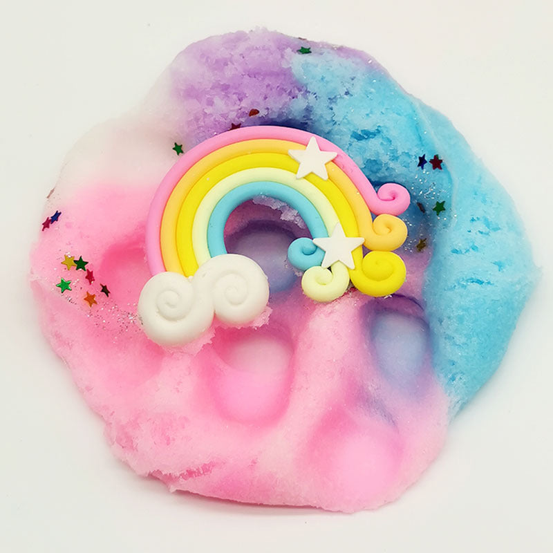 Pastel cloud slime with rainbow charm and star accents