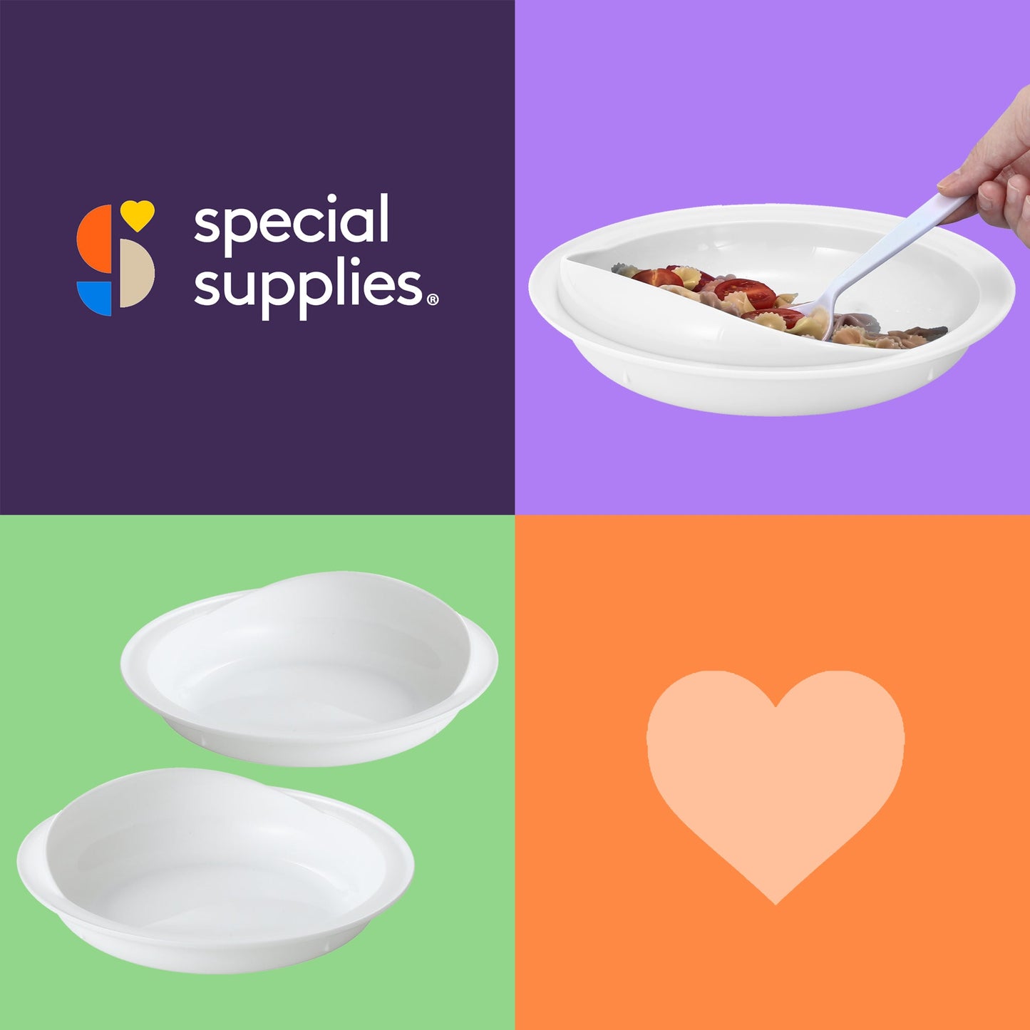 Spill-Proof Scoop Plates – White (2 Pack) Special Supplies