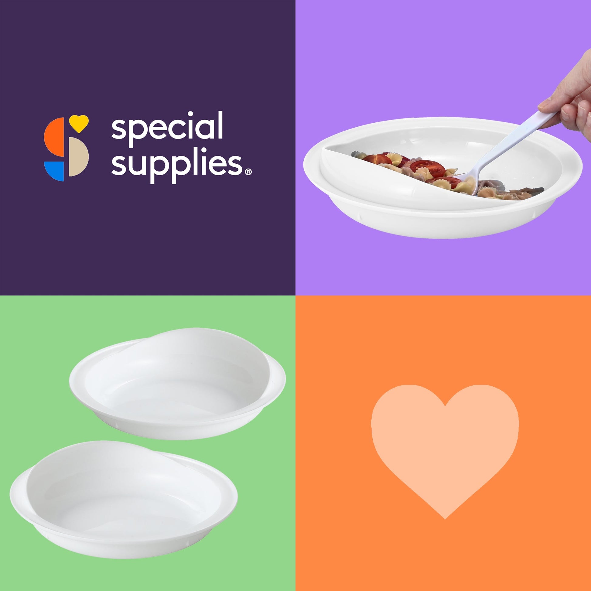 Spill-Proof Scoop Plates – White (2 Pack) Special Supplies